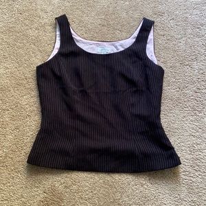 Striped black and pink tank.